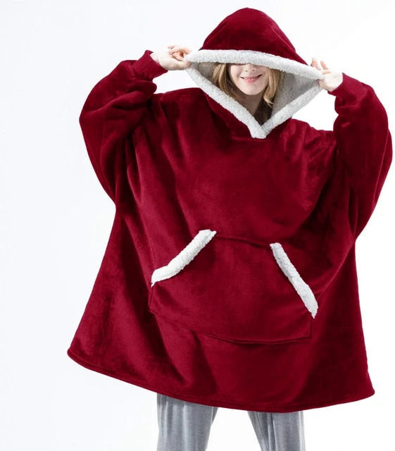 Hoodie Oversized Sherpa Fleece Deep Pockets