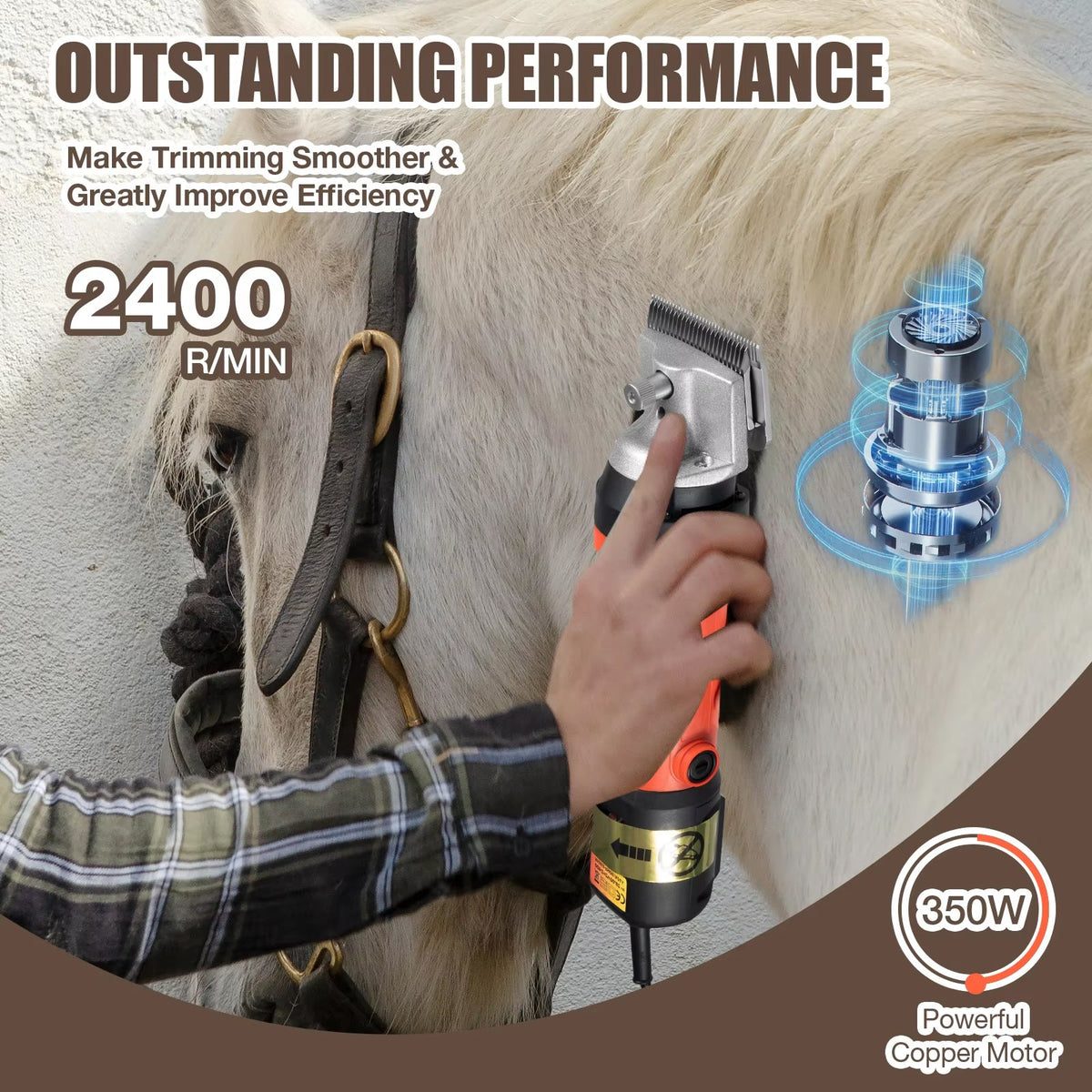 Horse Clippers Ultra-Quiet Low-Vibration & High-Torque