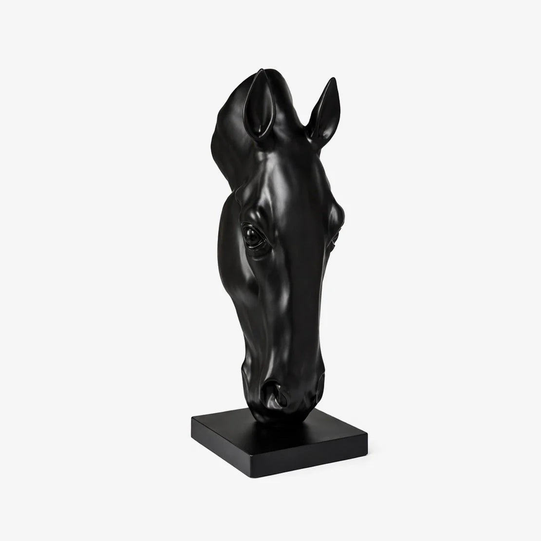 Horse Head Sculpture Matte Black Fiberglass 155 cm Tall