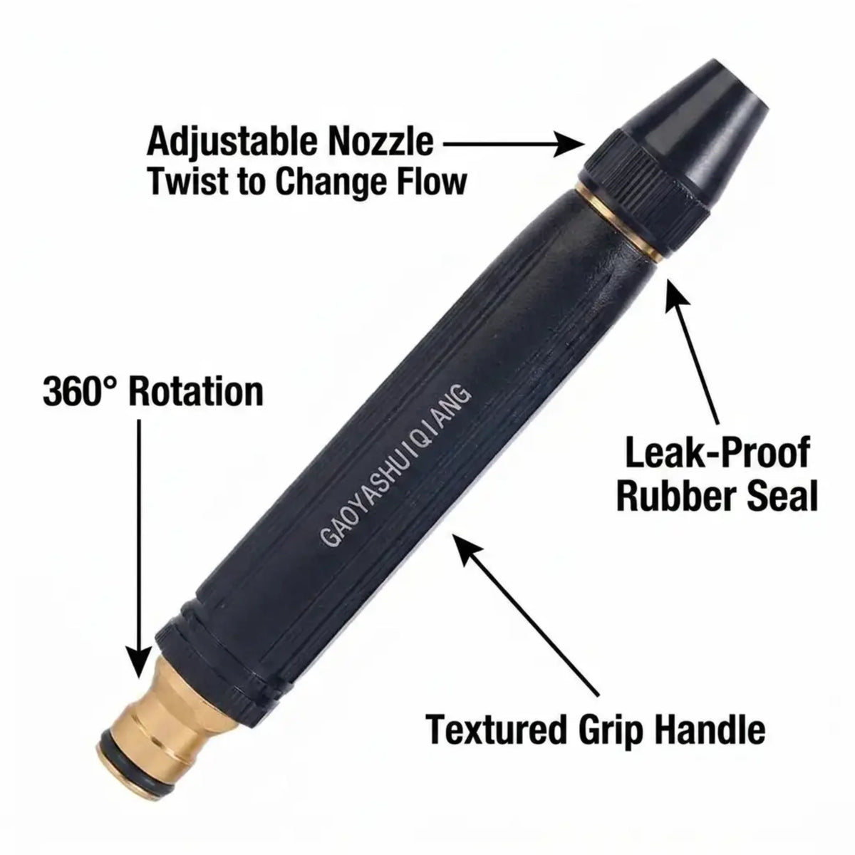 Hose Nozzle 360° Rotating High-Pressure Leak-Proof Seal