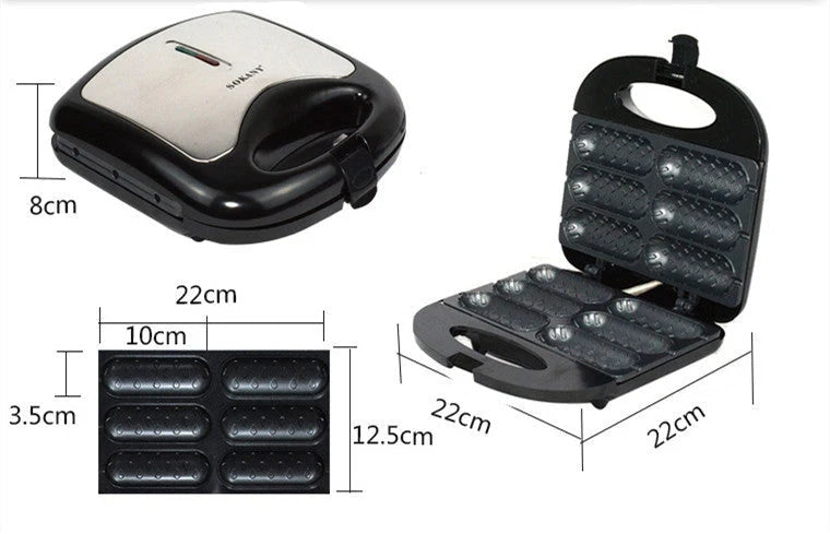 Hot Dog Machine Non-Stick Compact Energy Efficient 750W