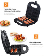 Hot Dog Machine Non-Stick Compact Energy Efficient 750W