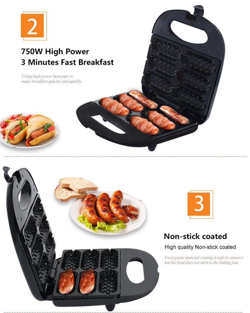 Hot Dog Machine Non-Stick Compact Energy Efficient 750W