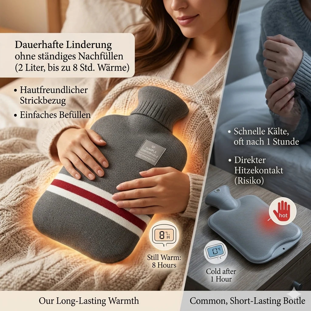 Hot Water Bottle 2 L Removable Knitted Cover