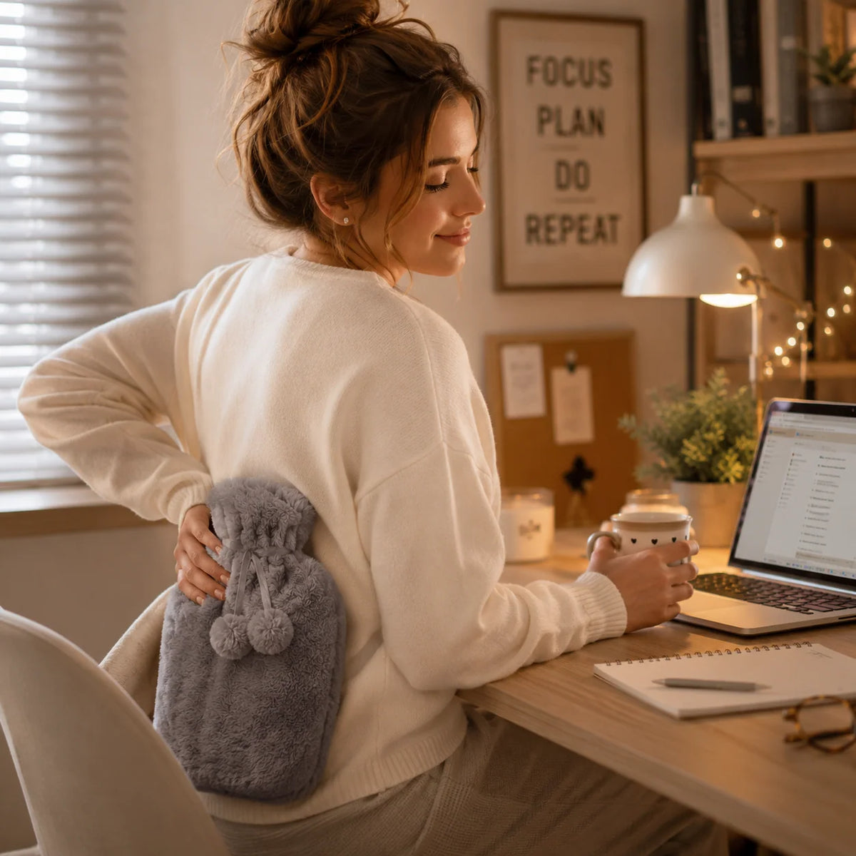 Hot Water Bottle 2L Removable Plush Cover & Leakproof Screw Cap