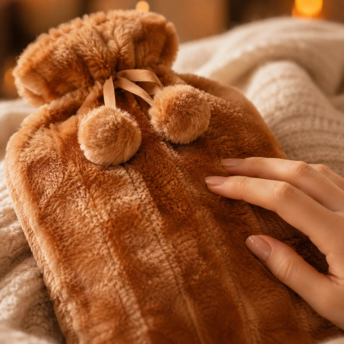 Hot Water Bottle 2L Removable Plush Cover & Leakproof Screw Cap