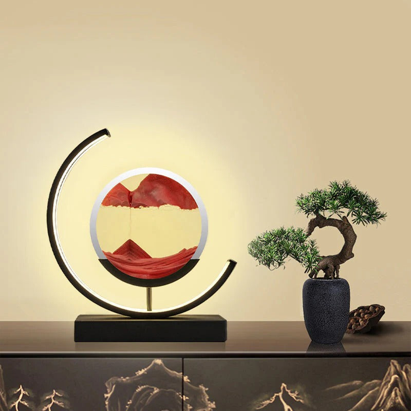 Hourglass Table Lamp Dynamic Sand Art Acrylic Shade