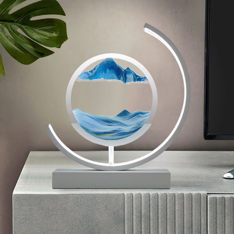 Hourglass Table Lamp Dynamic Sand Art Acrylic Shade