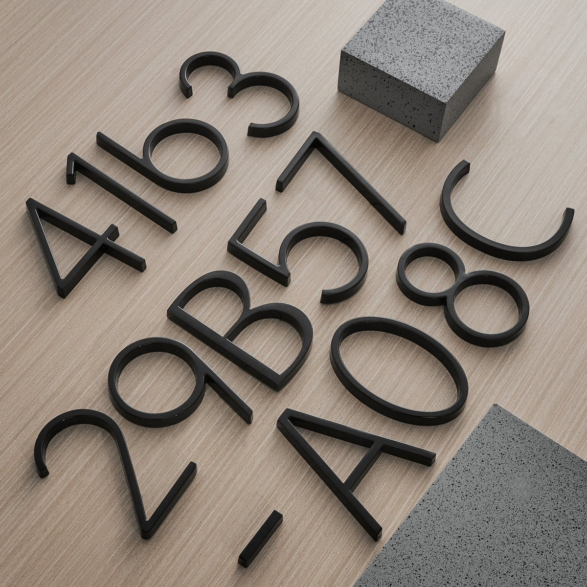 House Number 3D Floating Zinc Alloy Matte Black