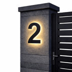 House Number Sign Backlit LED Stainless Steel & Acrylic