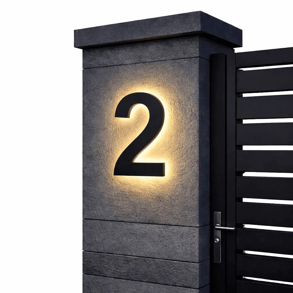House Number Sign Backlit LED Stainless Steel & Acrylic