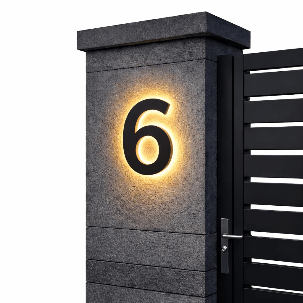 House Number Sign Backlit LED Stainless Steel & Acrylic