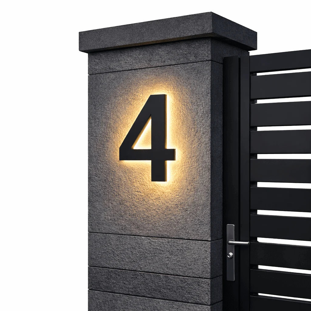 House Number Sign Backlit LED Stainless Steel & Acrylic
