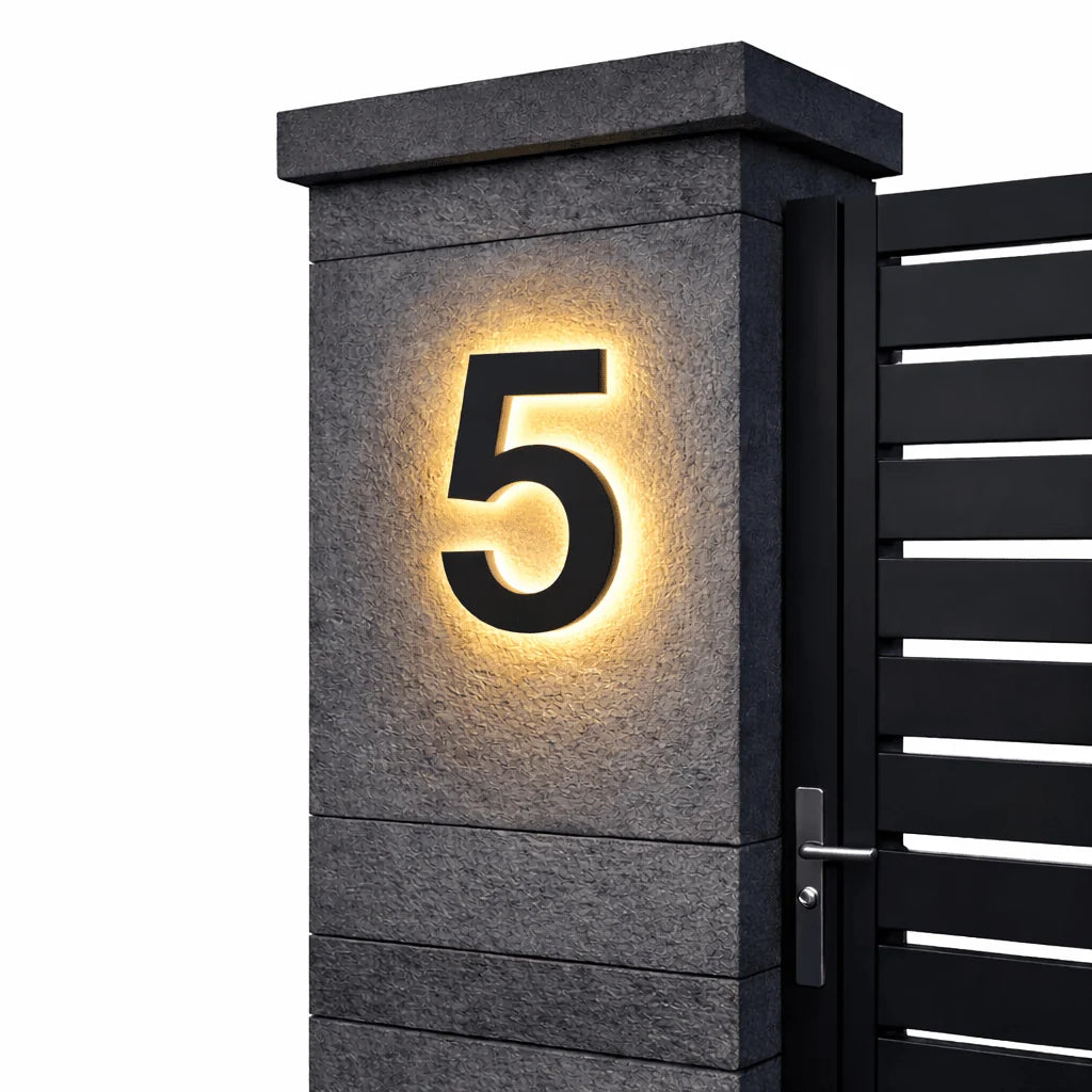 House Number Sign Backlit LED Stainless Steel & Acrylic