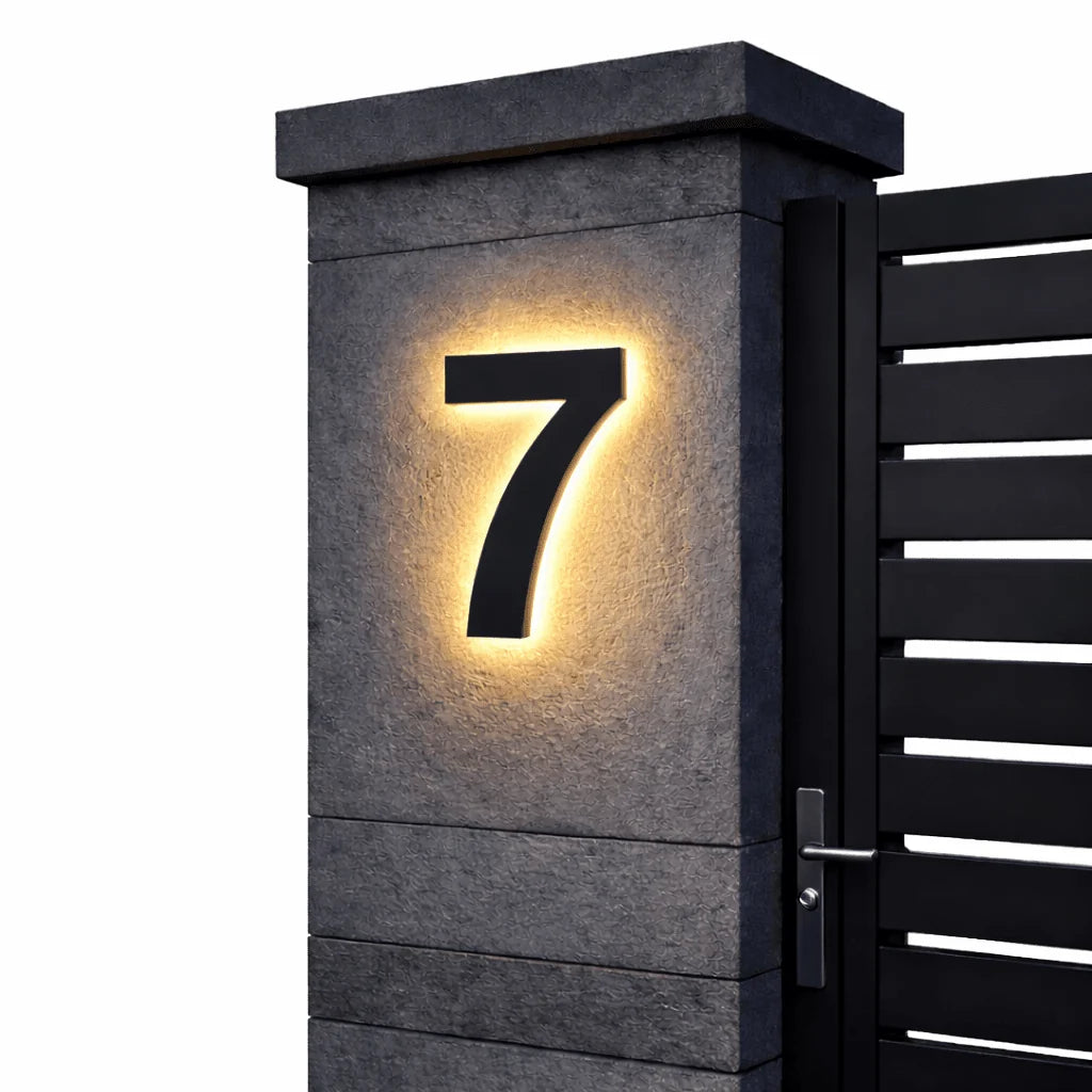 House Number Sign Backlit LED Stainless Steel & Acrylic