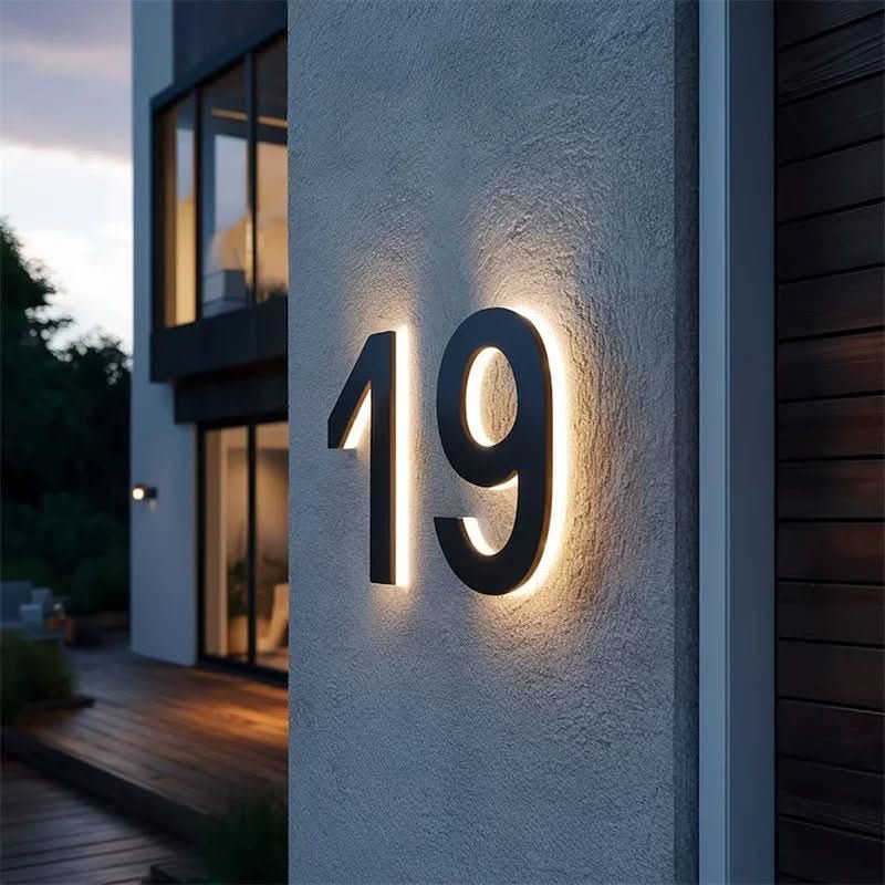 House Number Sign Backlit LED Stainless Steel & Acrylic