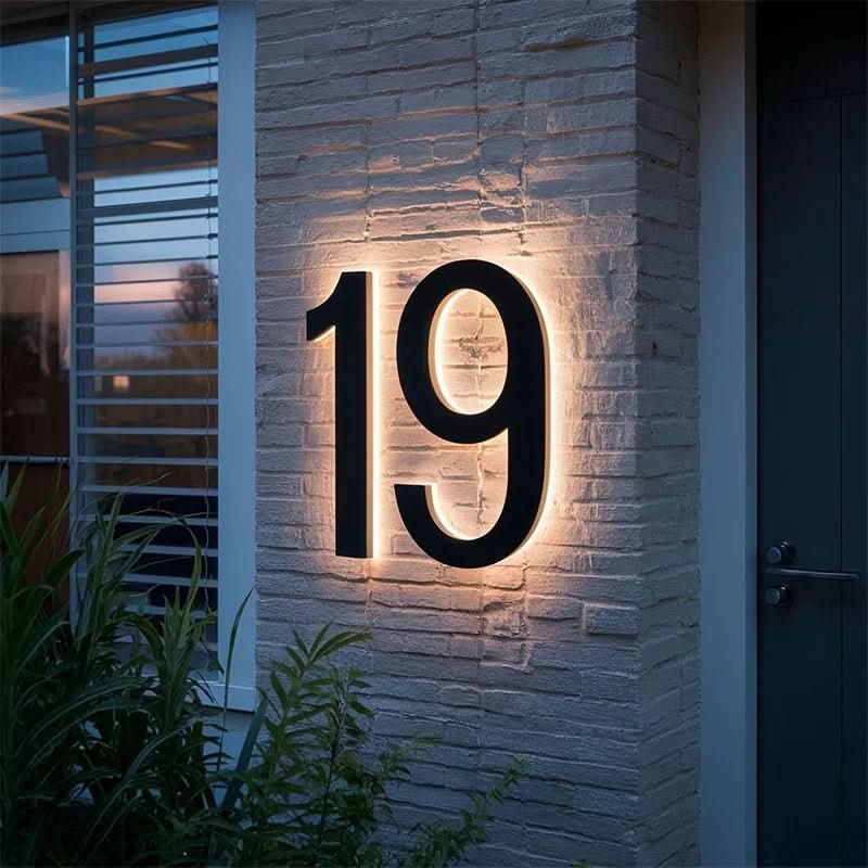 House Number Sign Backlit LED Stainless Steel & Acrylic