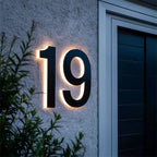 House Number Sign Backlit LED Stainless Steel & Acrylic