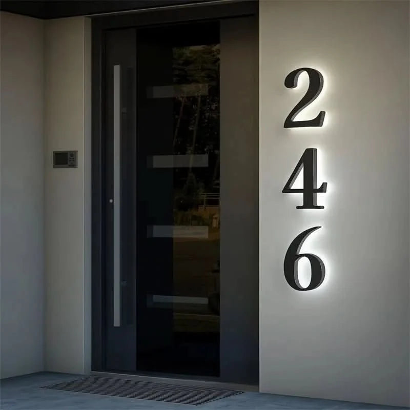 House Number Sign Backlit LED Stainless Steel & Acrylic