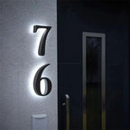 House Number Sign Backlit LED Stainless Steel & Acrylic