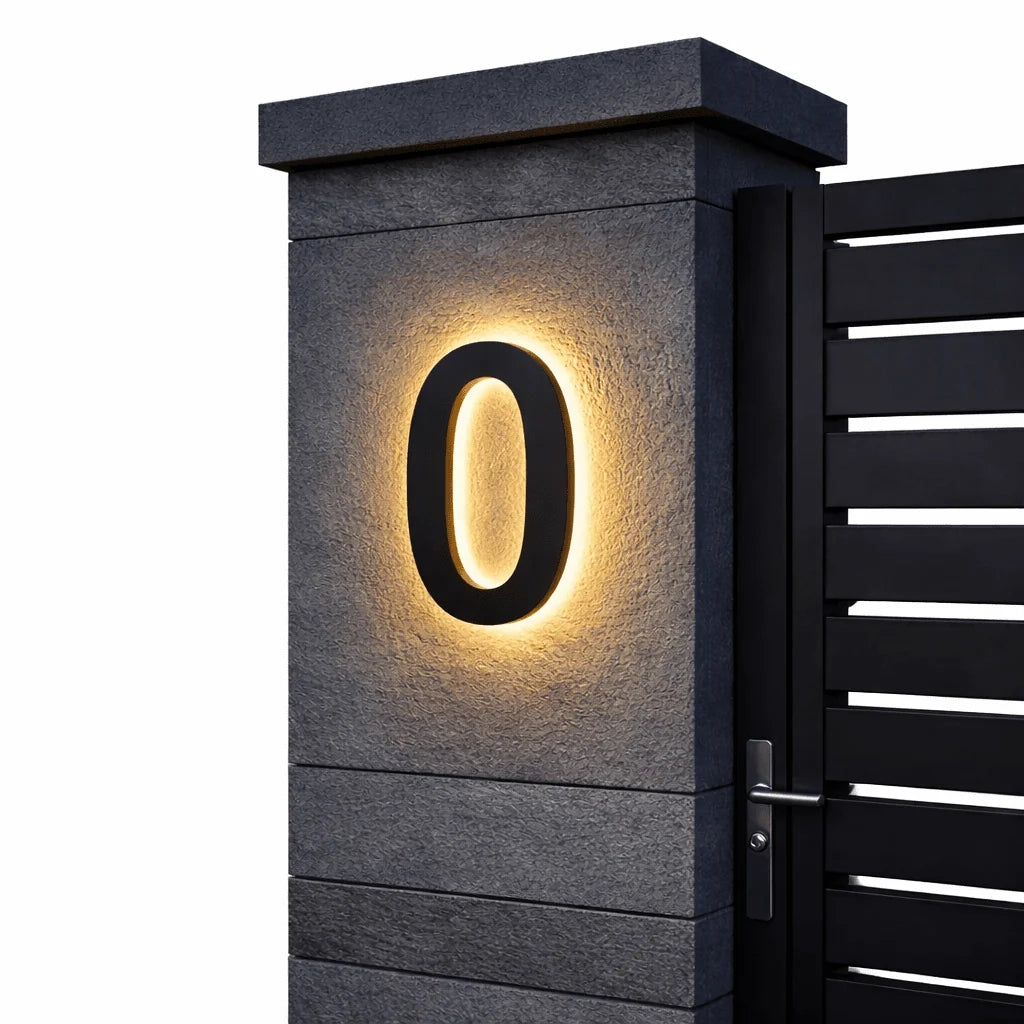 House Number Sign Backlit LED Stainless Steel & Acrylic