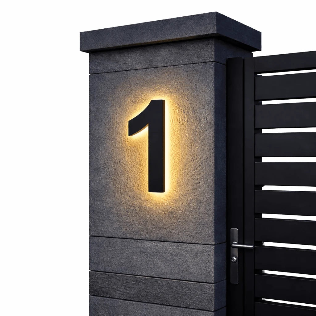 House Number Sign Backlit LED Stainless Steel & Acrylic