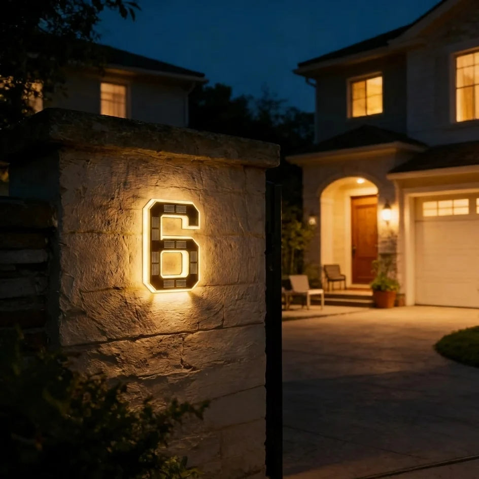 House Number Sign Solar LED Automatic Dusk To Dawn