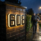 House Number Sign Solar LED Automatic Dusk To Dawn