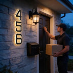 House Number Sign Solar-Powered Automatic LED Weather-Resistant