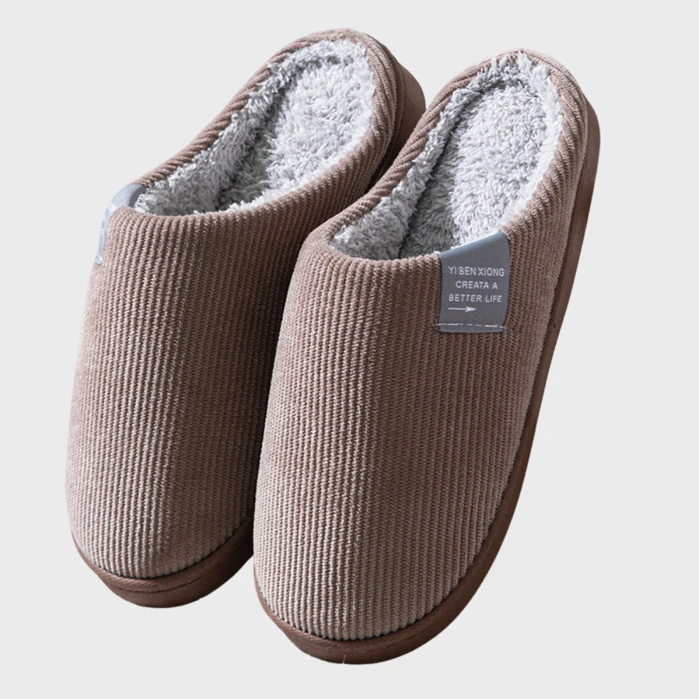 House Slippers Plush Fleece Lining & Non-Slip Rubber Sole