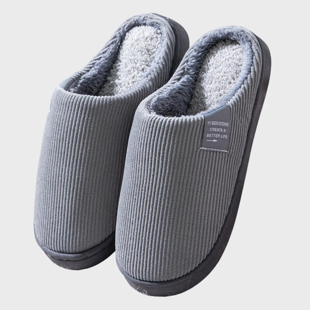 House Slippers Plush Fleece Lining & Non-Slip Rubber Sole