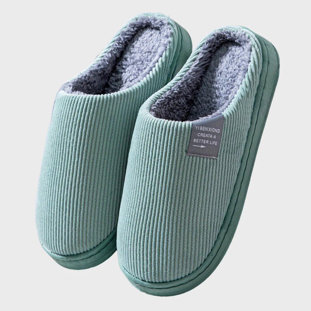 House Slippers Plush Fleece Lining & Non-Slip Rubber Sole