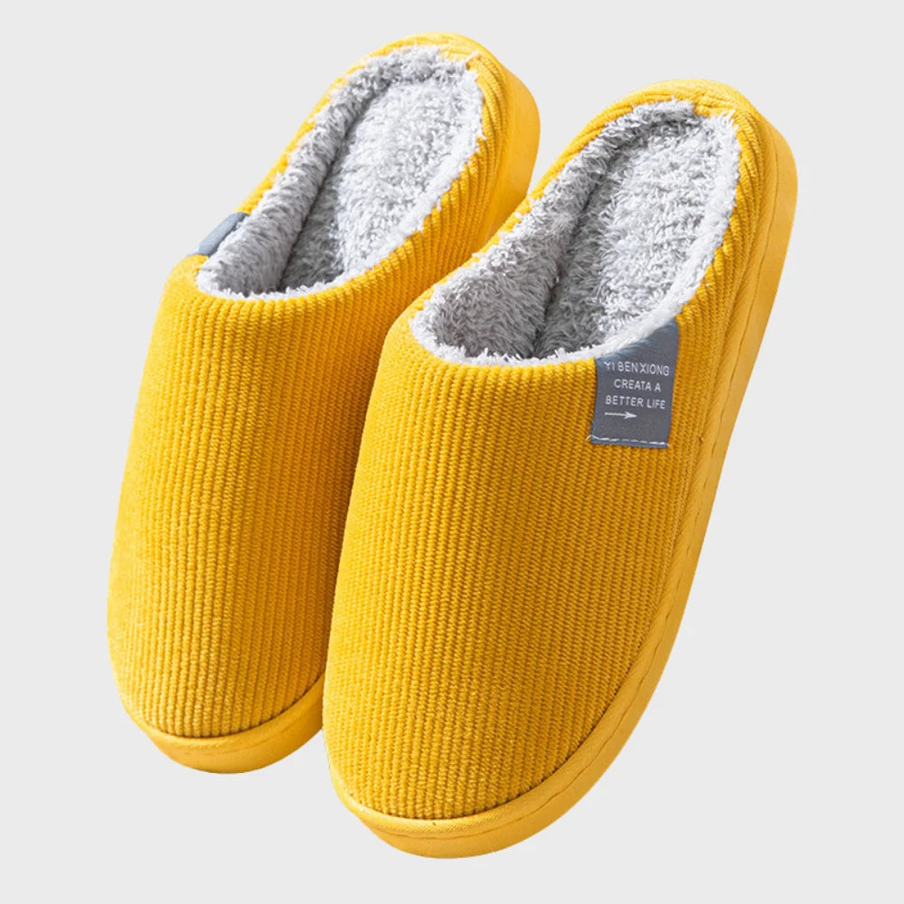 House Slippers Plush Fleece Lining & Non-Slip Rubber Sole