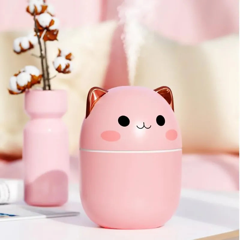 Humidifier Cat-Shaped Quiet USB LED Night Light
