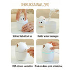 Humidifier Cat-Shaped Quiet USB LED Night Light