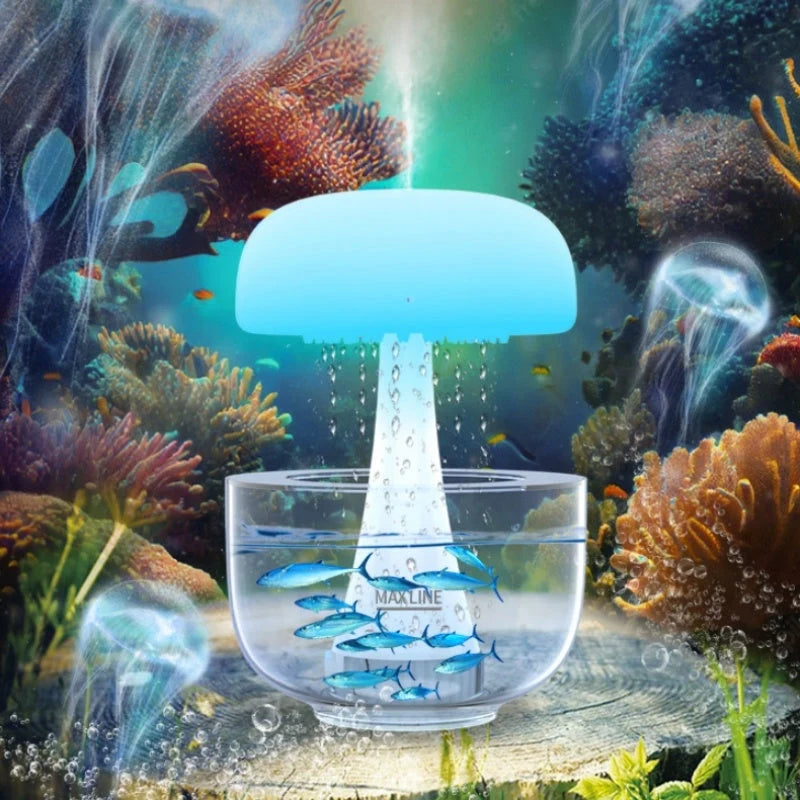 Humidifier Jellyfish Raindrop Design Ambient Light & Aromatherapy