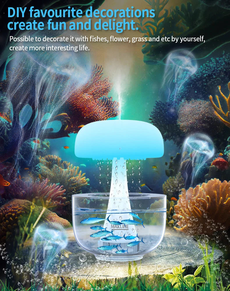 Humidifier Jellyfish Raindrop Design Ambient Light & Aromatherapy