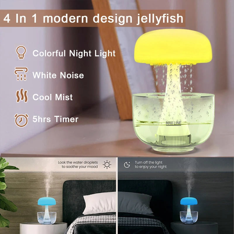 Humidifier Jellyfish Raindrop Design Ambient Light & Aromatherapy