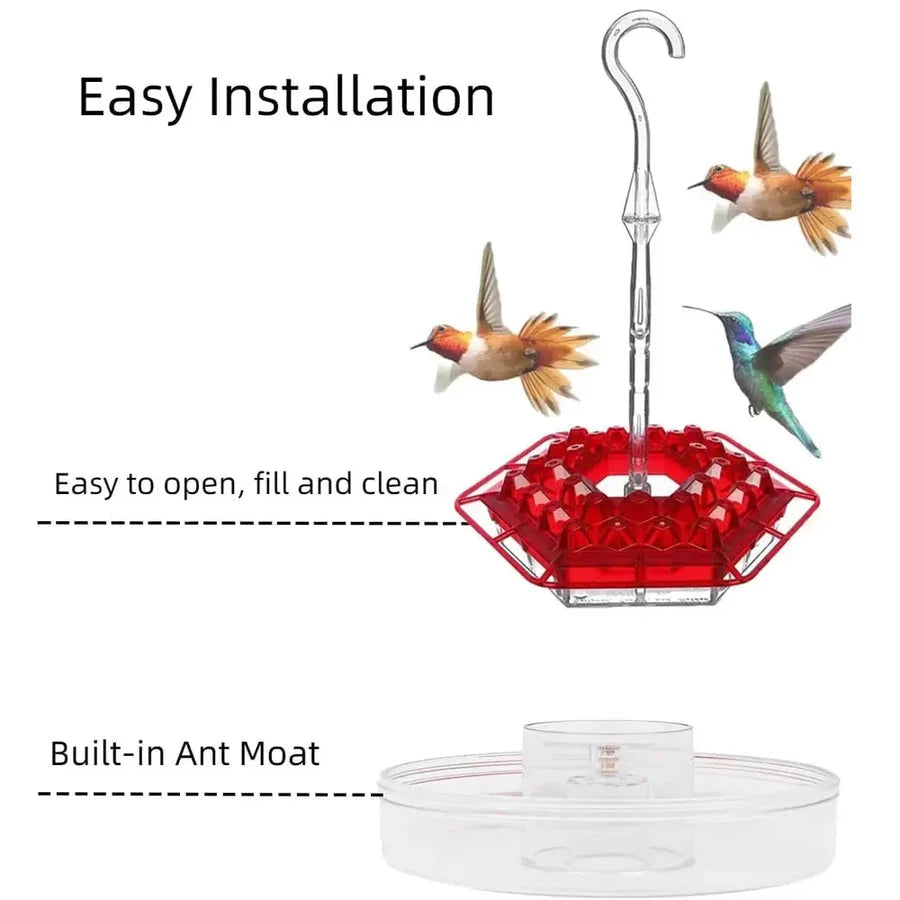 Hummingbird Feeder Ant-Proof Moat & Leak-Proof 30 Feeding Ports