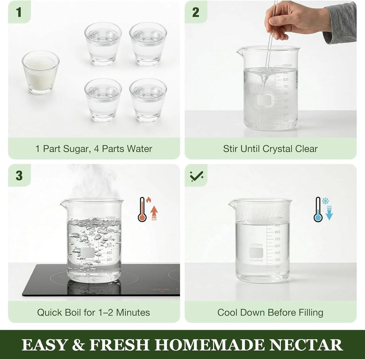 Hummingbird Feeder Glass Bottle 16 Oz Ant Moat