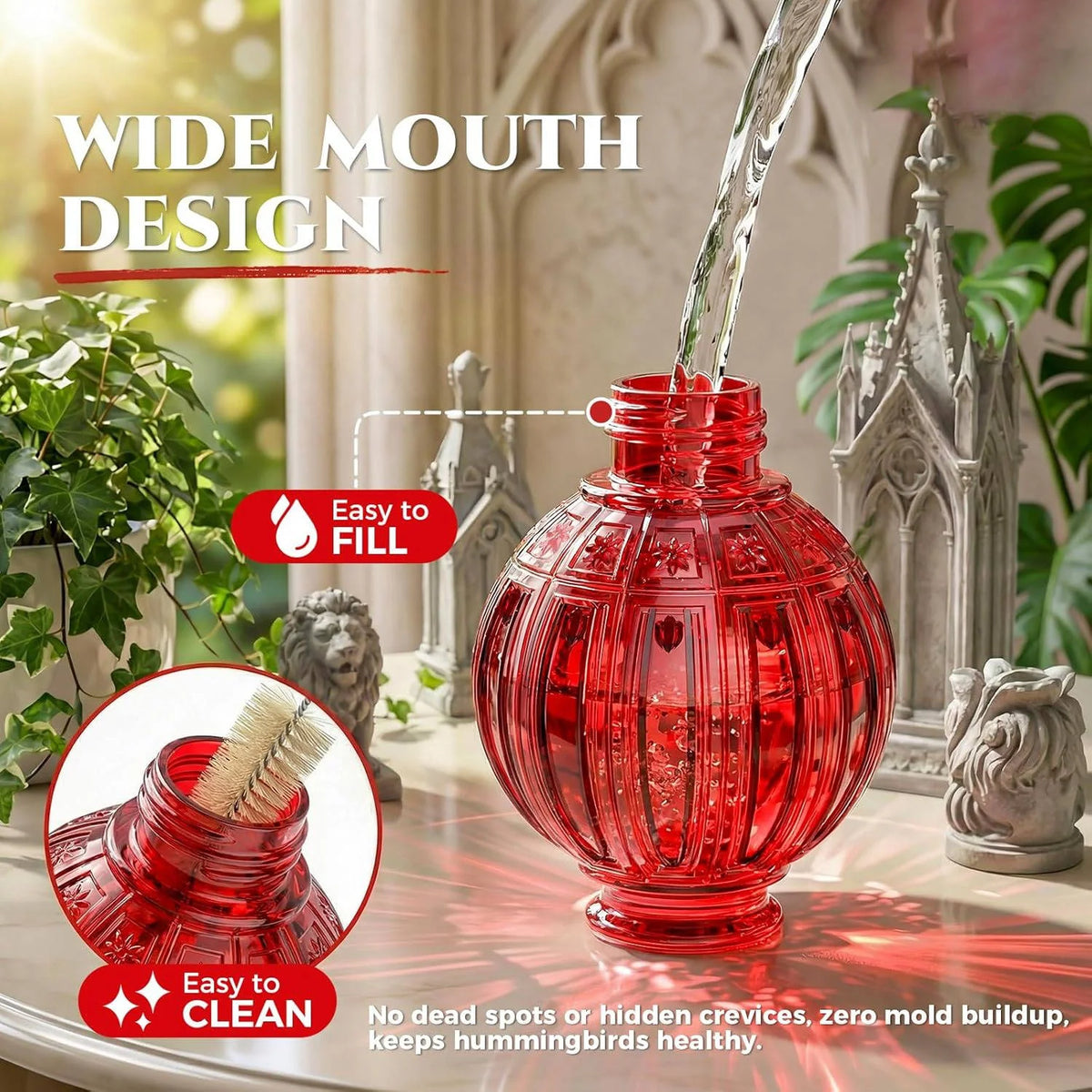 Hummingbird Feeder Glass Leakproof Insect-Proof 26 Oz