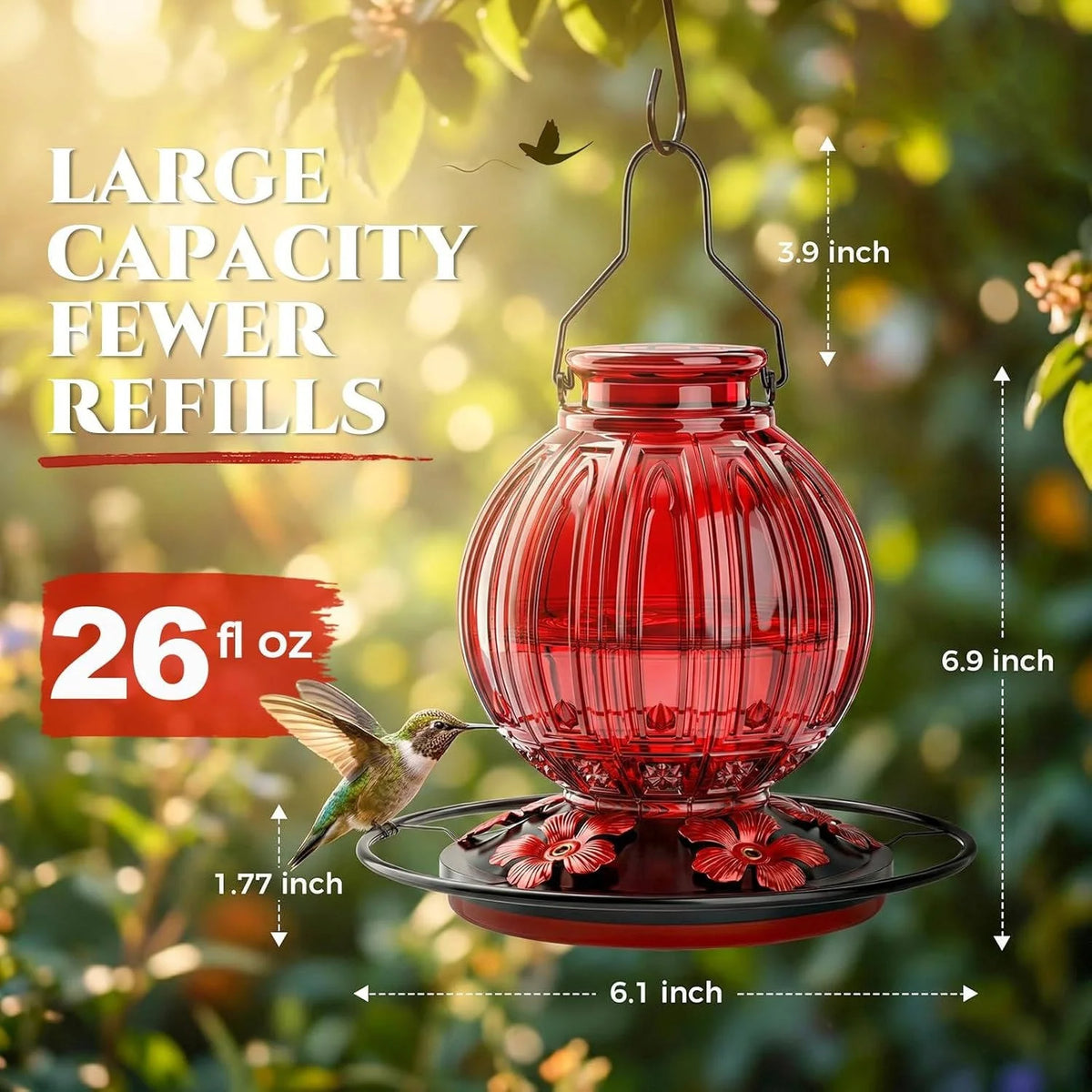Hummingbird Feeder Glass Retro Leakproof Bee Guards