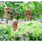 Hummingbird House Handcrafted Natural Wood Miniature With Hanging Rope