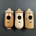 Hummingbird House Handcrafted Natural Wood Miniature With Hanging Rope