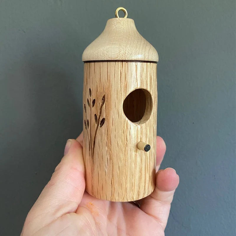 Hummingbird House Solid Wood Hand-Carved Weather-Resistant