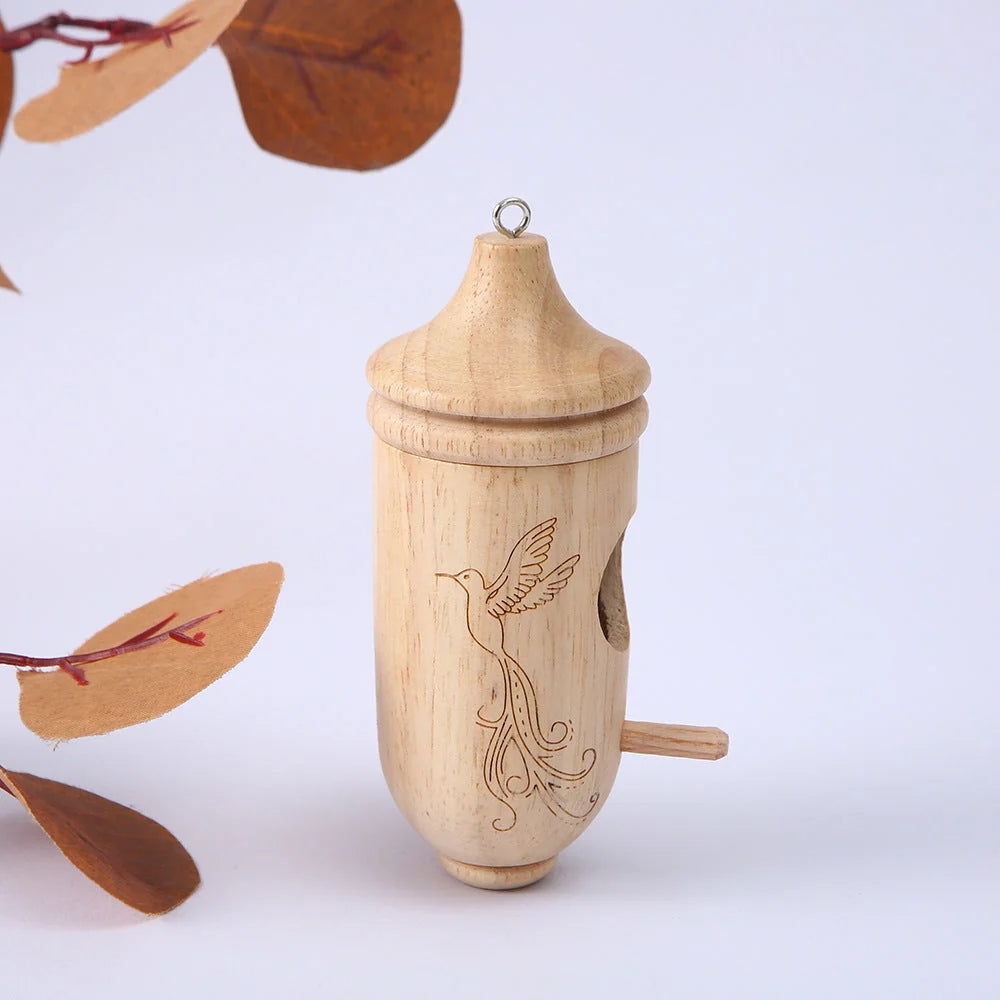 Hummingbird House Solid Wood Hand-Carved Weather-Resistant