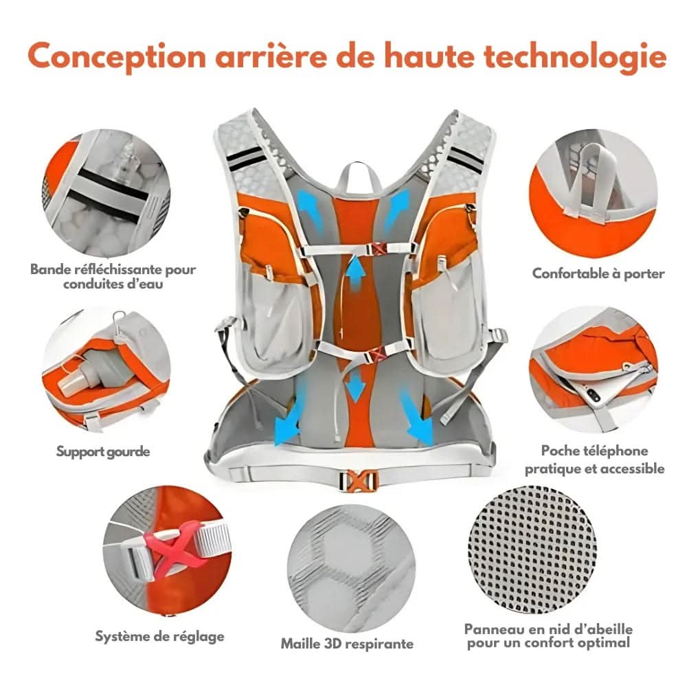 Hydration Backpack 2L Bladder Compatible Water-Repellent Nylon