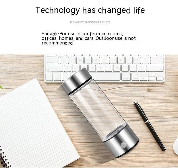 Hydrogen Water Bottle Borosilicate Glass 500ml 3-Minute Infusion
