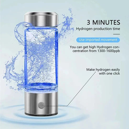 Hydrogen Water Bottle USB-Rechargeable Electrolysis 10.1 Oz