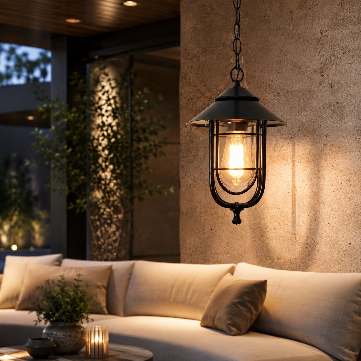 IP65 Waterproof Die-Cast Aluminum Birdcage Pendant Light (Adjustable Height)